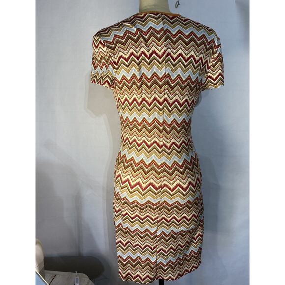 New Chevron 70s Style Orange Brown Cutout Dress Rue21 Women's Juniors Large - Picture 10 of 11